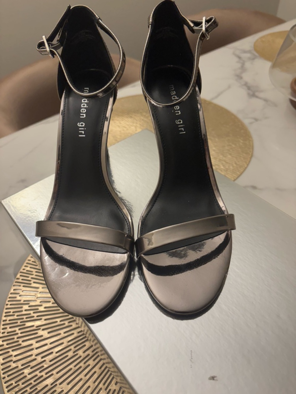 Madden Girl Metallic Open-Toe Ankle-Strap Heels
